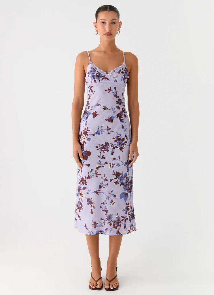 Bluma Lace Trim Midi Dress - Fiore di Lillà Antico