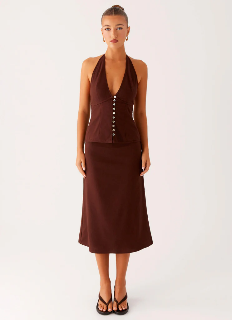 Esther Midi Skirt - Cioccolato