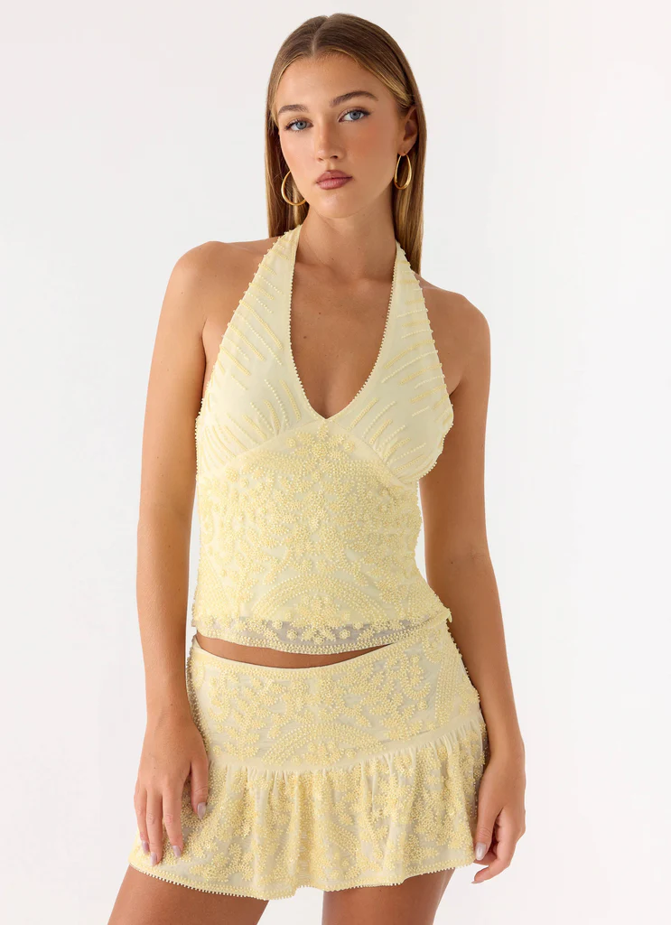 Top con Perline Mimi - Giallo