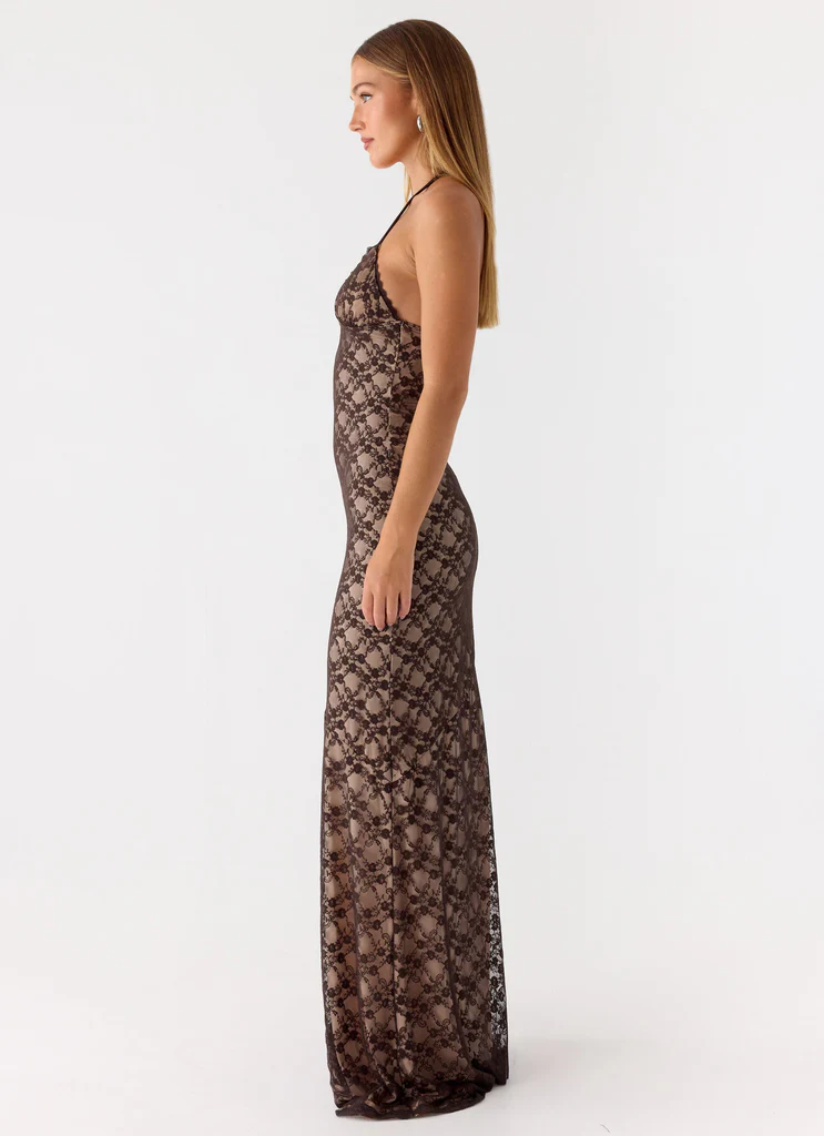 Abito Maxi in Pizzo Zecca - Cioccolato