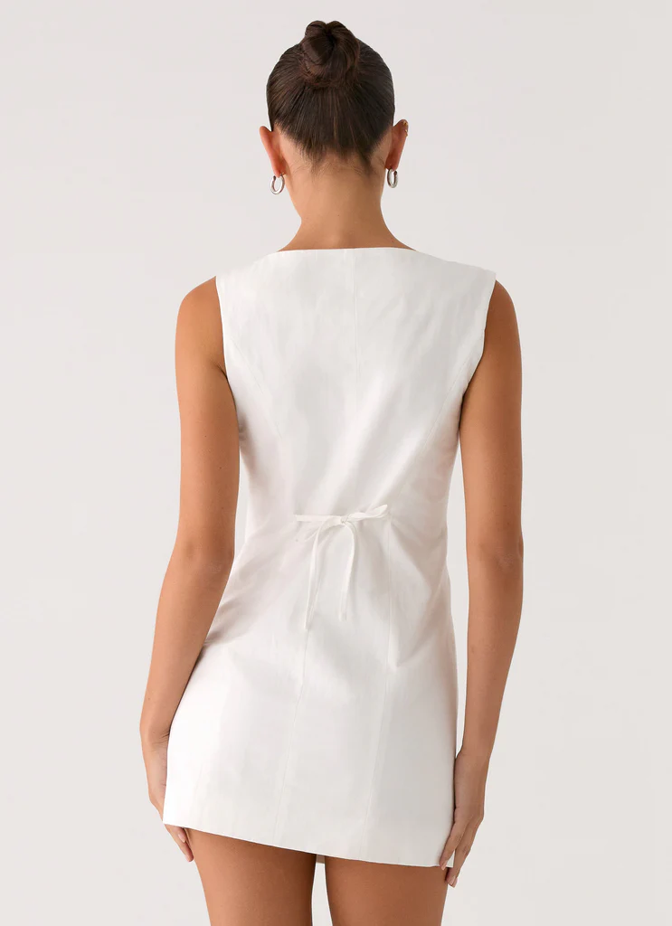 Golden Touch Abito Mini in Cotone - Bianco