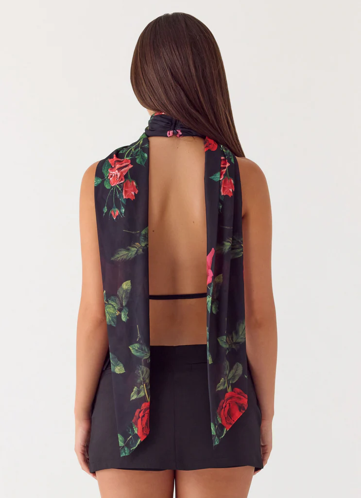 Get Me Top Senza Schienale a Spalline - Midnight Bloom