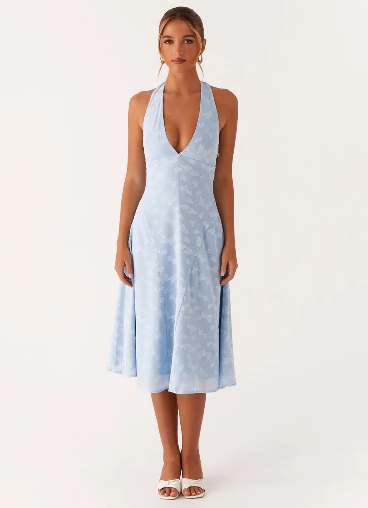 Vestito Midi Sashi a Spalline - Azzurro Chiaro