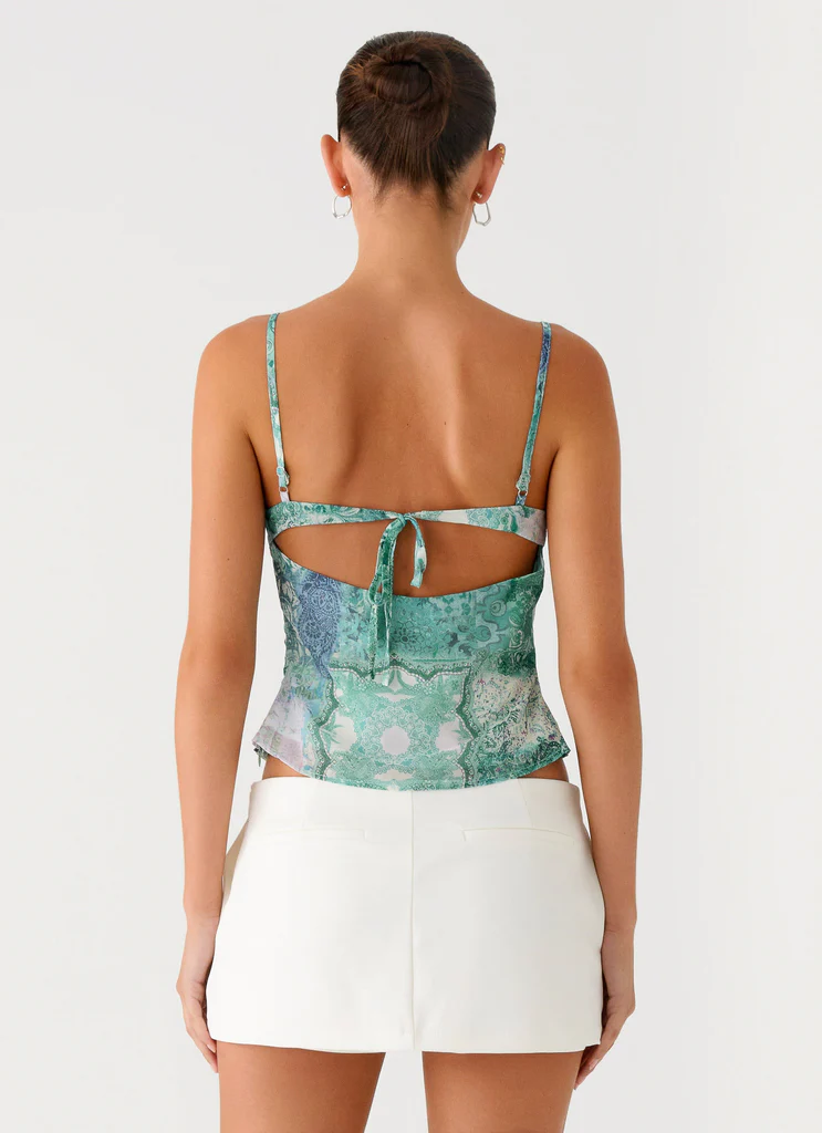 Top Nalini con Scollatura Ruched - Verde Paisley