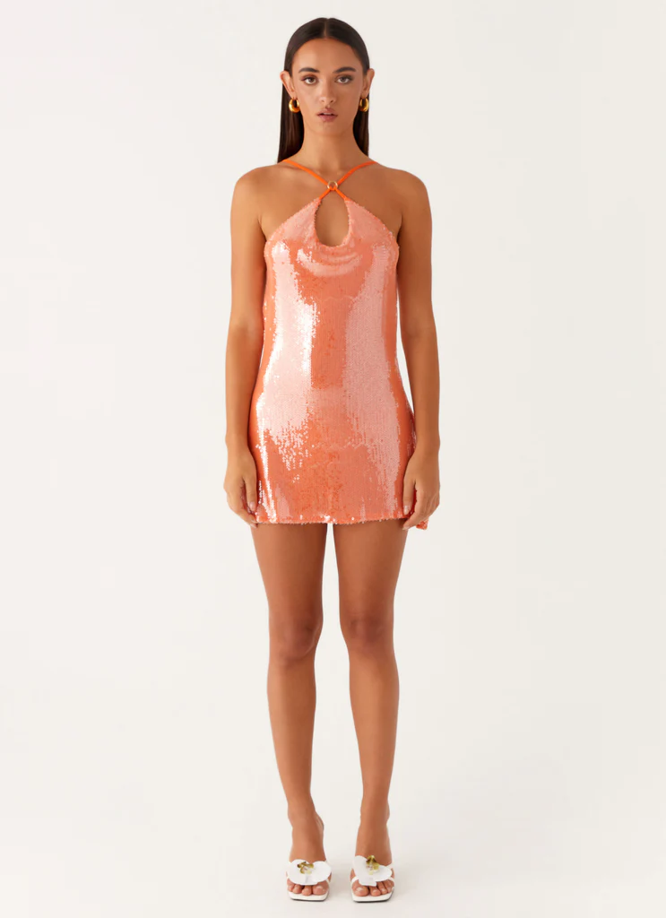 Vestito Mini a Collo a Camicetta con Spalle Scoperte – Arancione Vestito Mini a Collo a Camicetta con Spalle Scoperte - Arancione