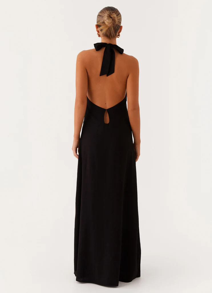 Abito Maxi in Lino Golden Child - Nero