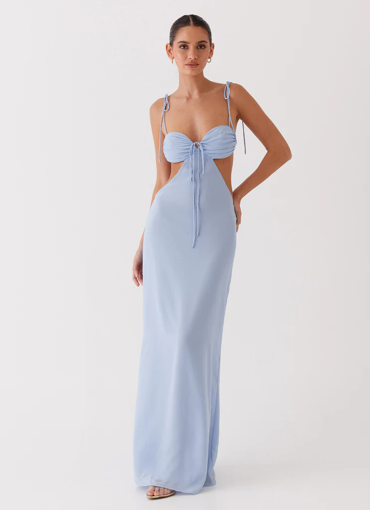 Abito Maxi con Ruches Tyra - Blu