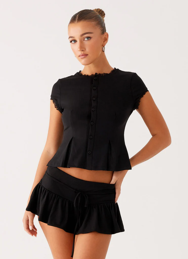 Top a bottoni Landon - Nero