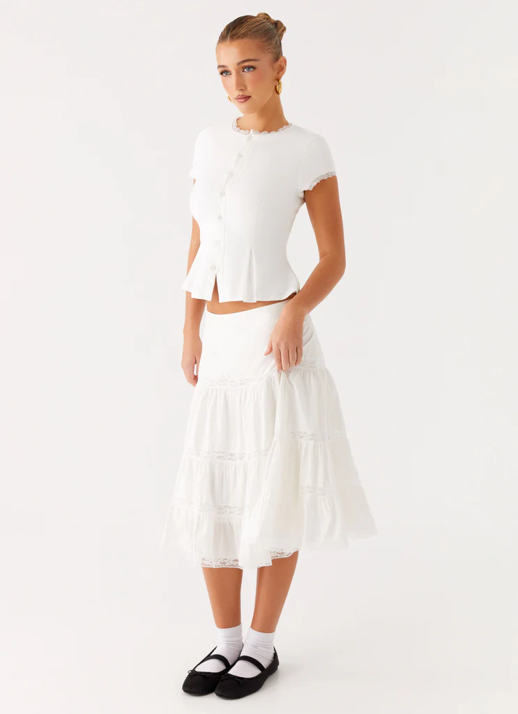 Good Vibes Midi Skirt - Bianco