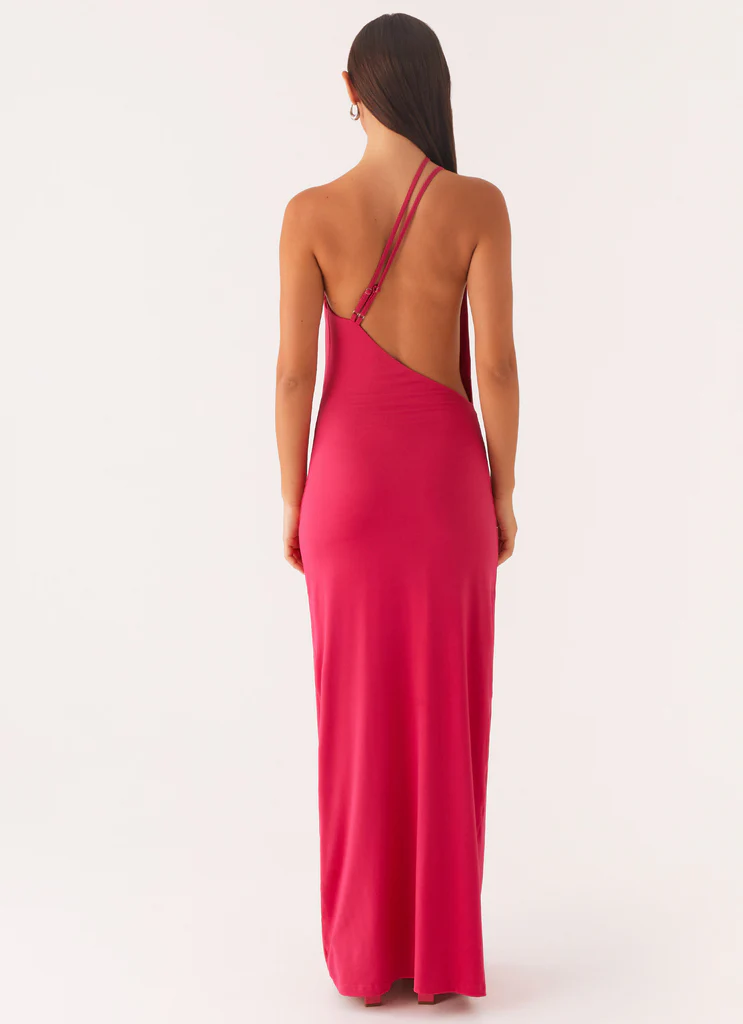 Abito Maxi con Spalla Monospalla Jayla - Fucsia