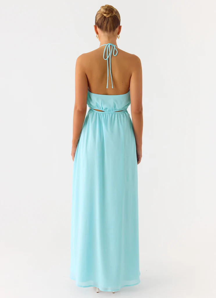 Abito Maxi in Chiffon con Spalline a Cinturino Ardenzelle - Turchese