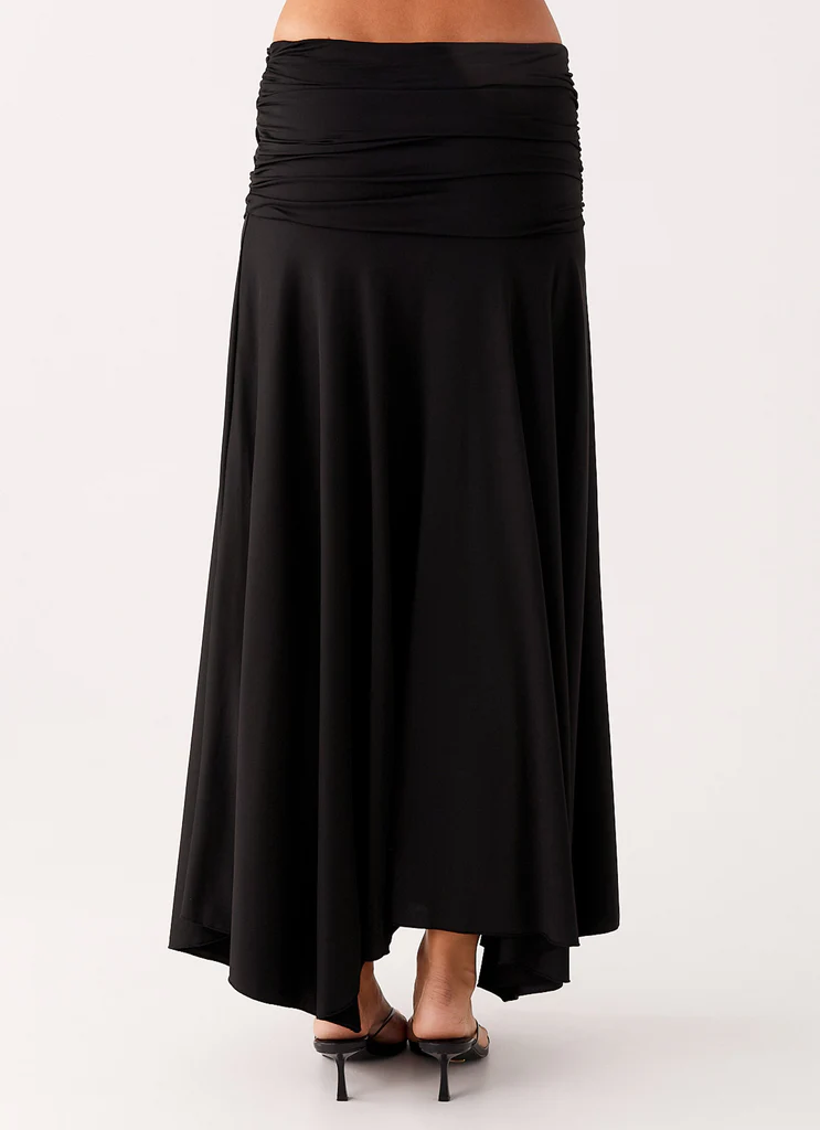 Gonna Maxi con Ruches Liana - Nero