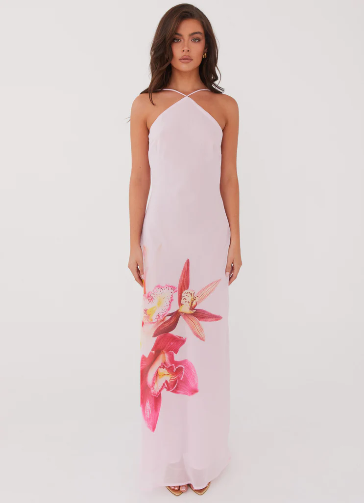 Abito Maxi Blossom Hearts - Rosa Peonia