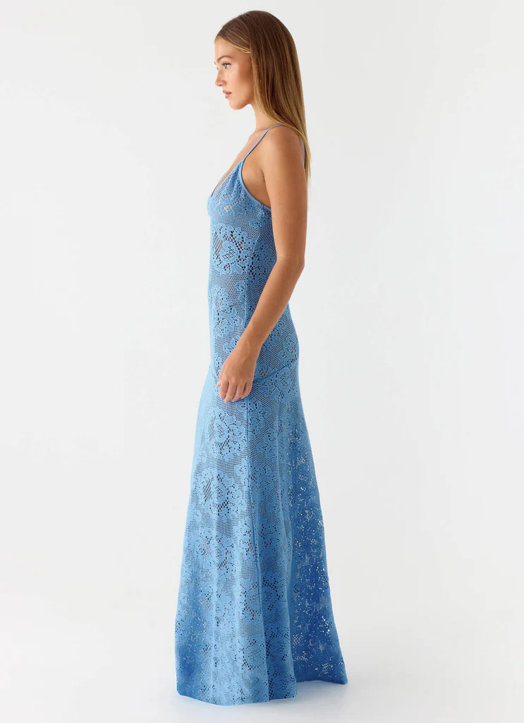 Abito Maxi in Pizzo Zelella - Blu Brillante