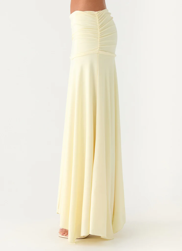 Maxi gonna con arricciature Liana - Giallo