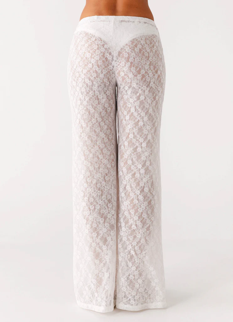 Pantaloni in Pizzo Matcha - Bianco