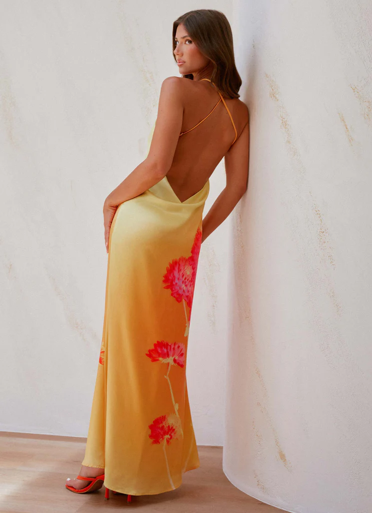 Abito Maxi Chloe - Fiori Arancione