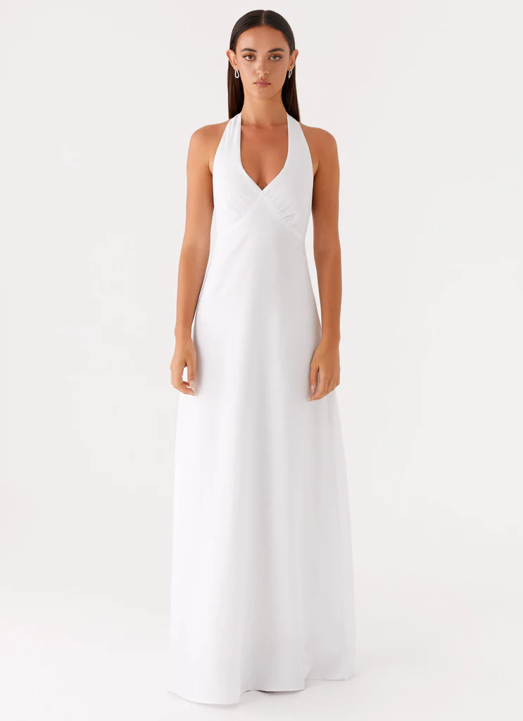 Abito Maxi in Lino Heavy Hearted - Bianco