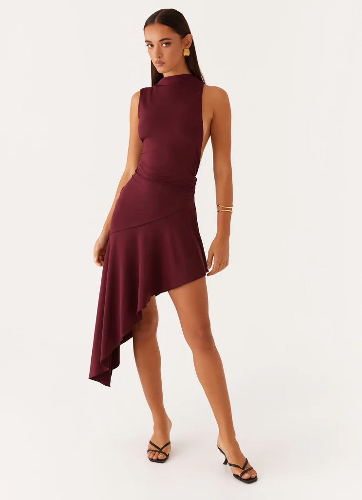 Vestito Maxi Asimmetrico Venetia - Marrone Scuro