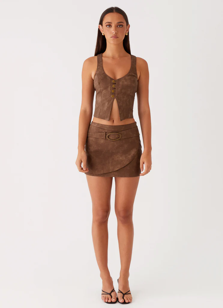 Mini gonna in PU West District - Marrone