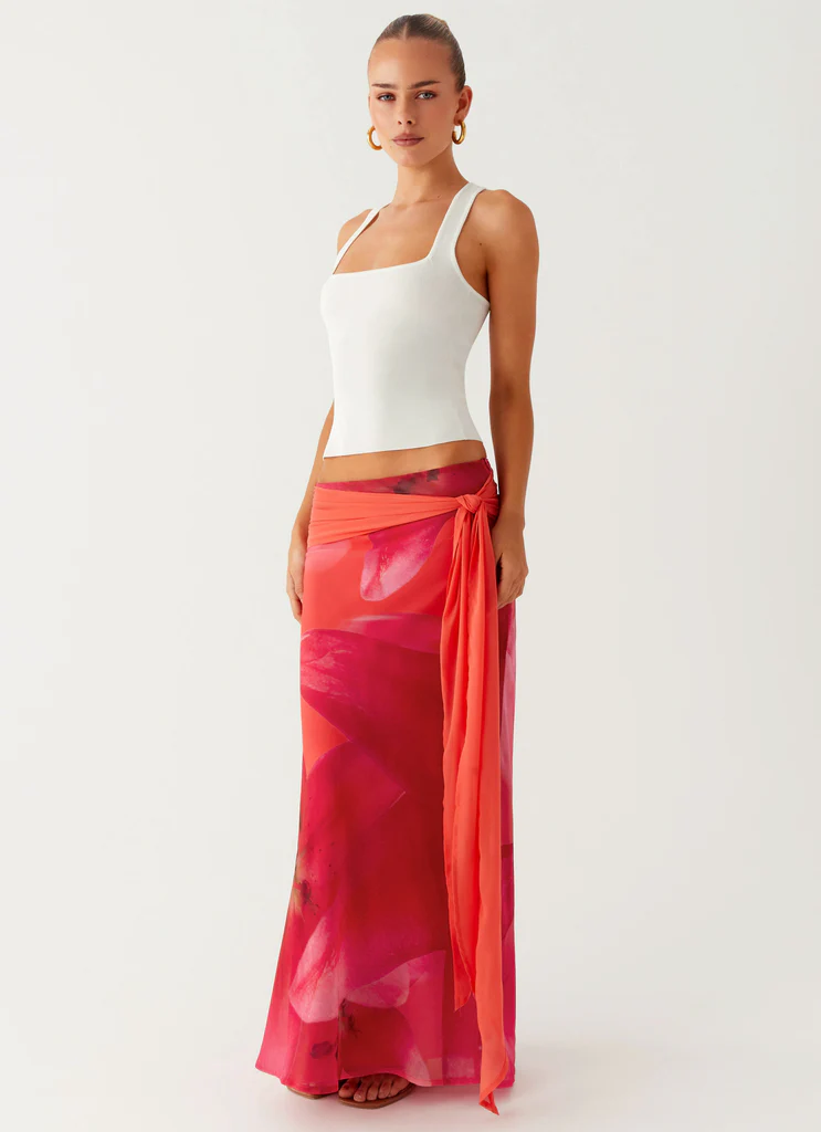 Gonna Maxi Raya - Fiori di Melone Pesca