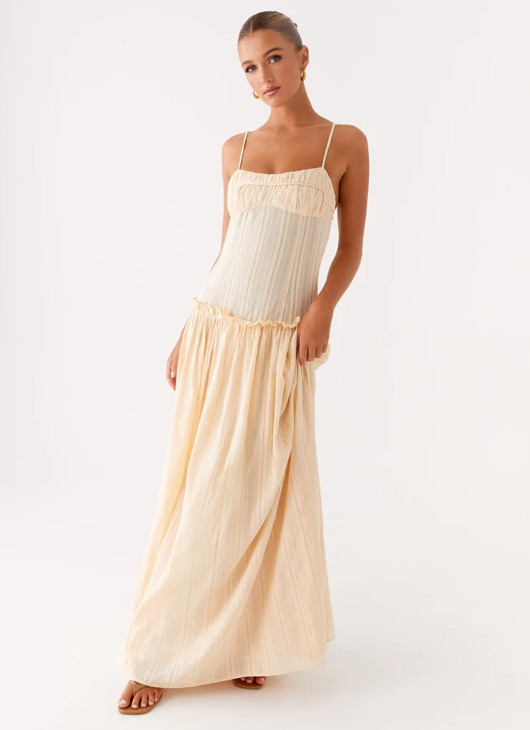 Abito Maxi Jacinda con Vita Bassa - Avorio