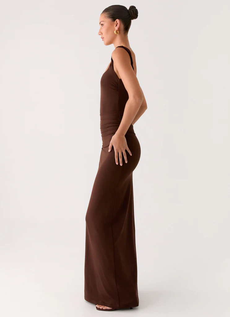 Abito Maxi con Tagliature Balvin - Cioccolato Fresco