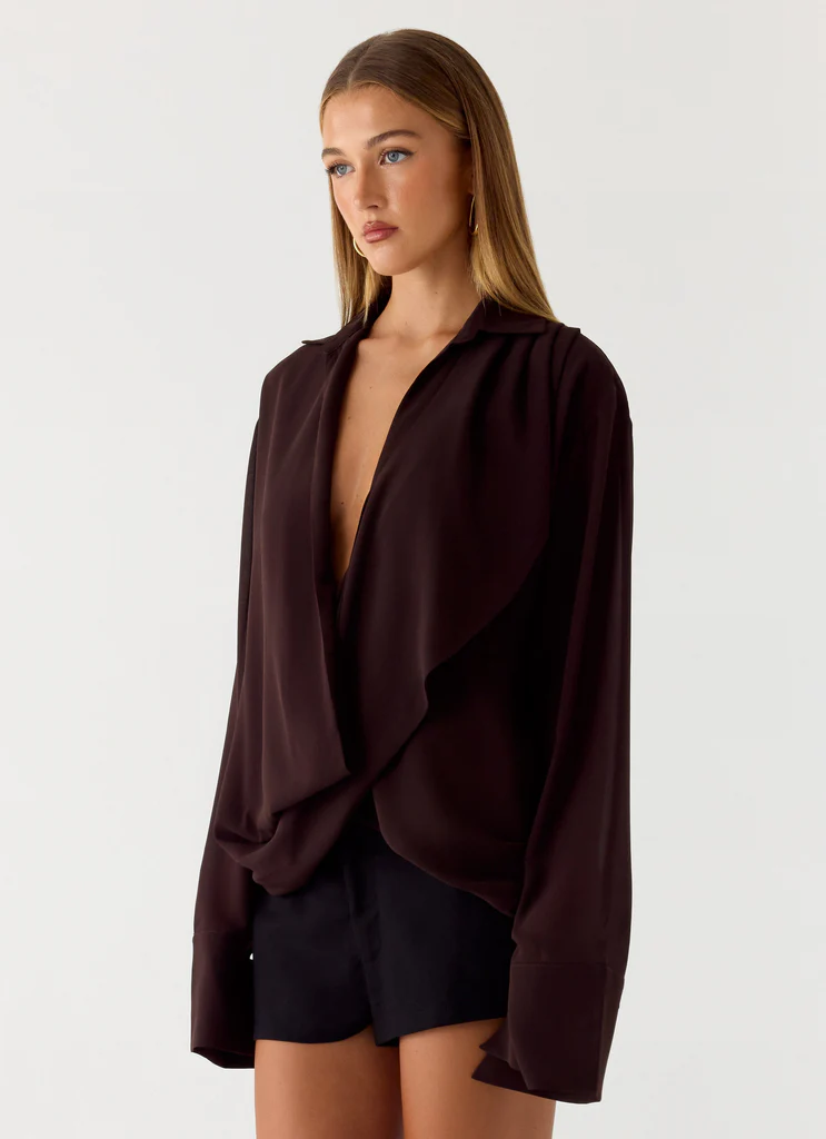 Annah Wrap Shirt - Cioccolato