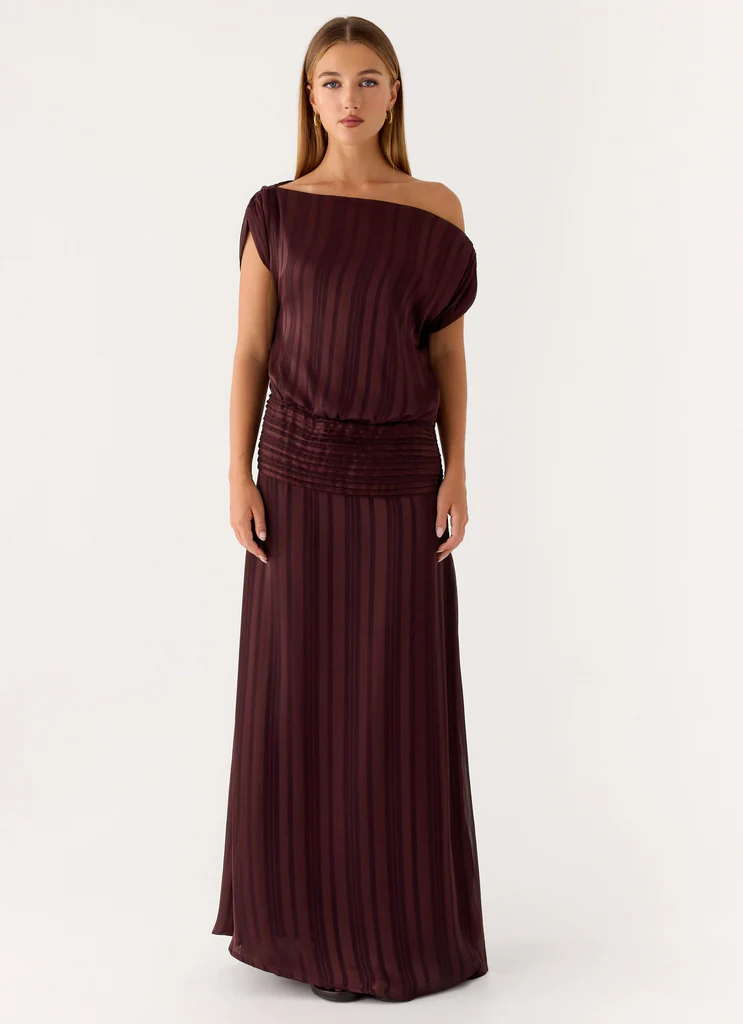 Rexi Vestito Maxi Una Spalla - Luce Melanzana
