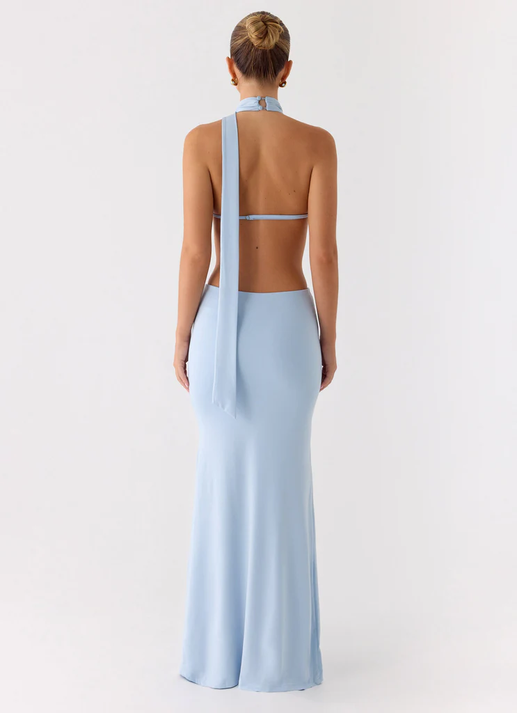 Abito Maxi con Segnali di Avvertimento - Blu