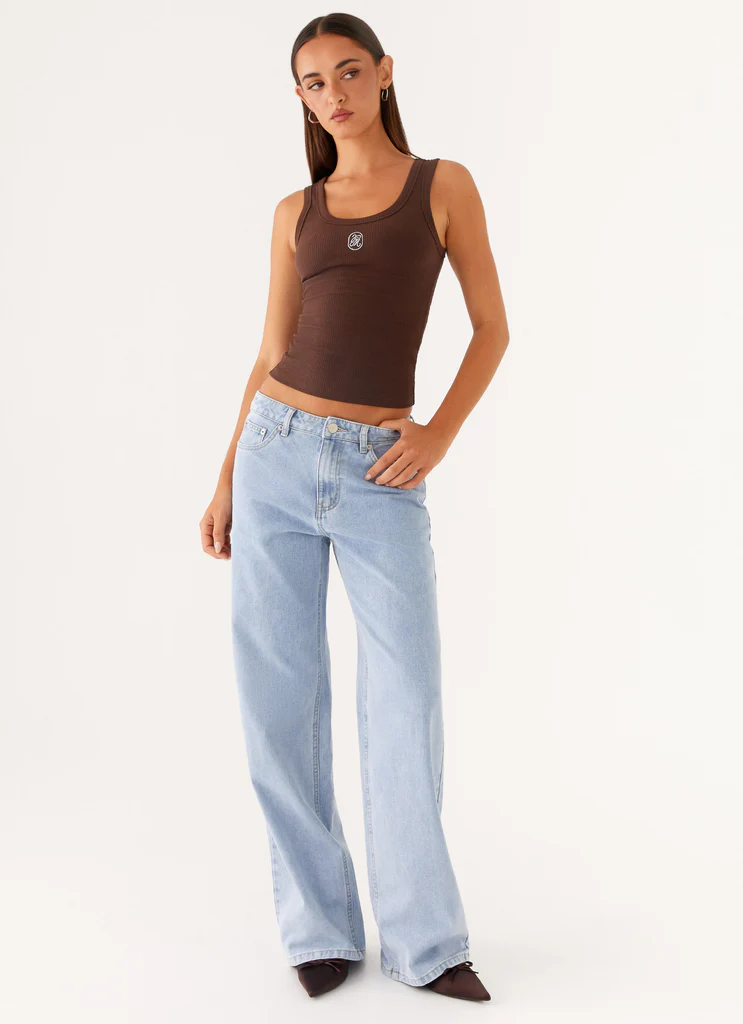 Jeans in Denim a Vita Bassa Keanna - Cielo