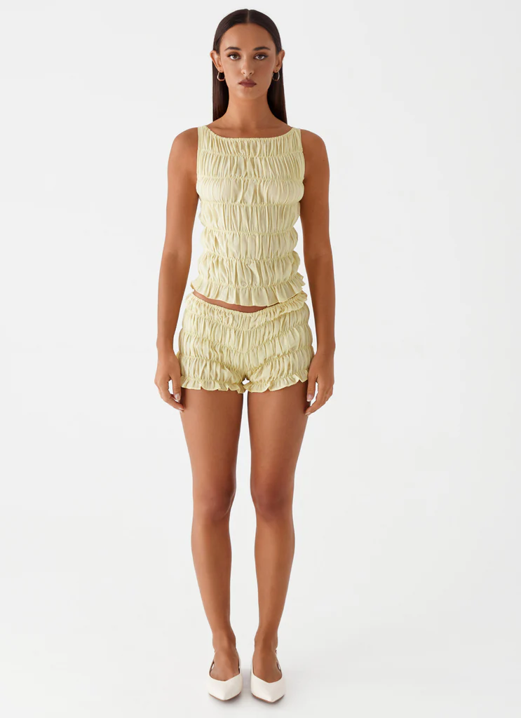 Slacks Mini Ruched Girls Like Us - Giallo