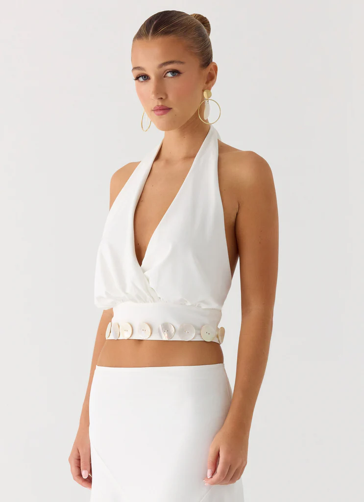 Top con bottoni Ignite It - Bianco