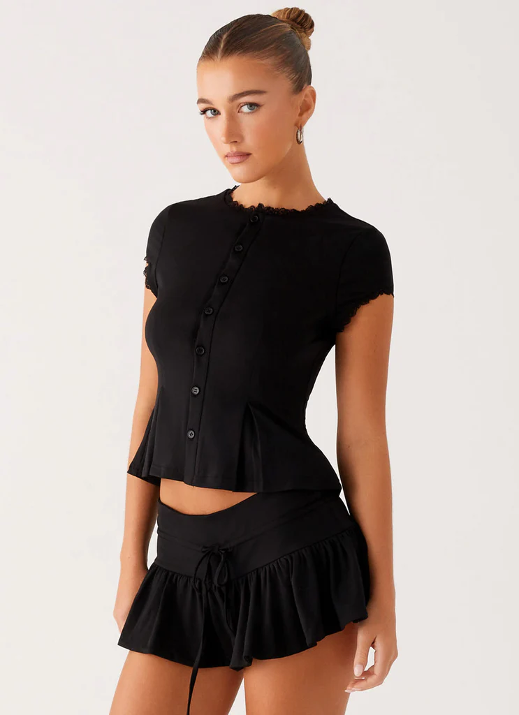 Top a bottoni Landon - Nero