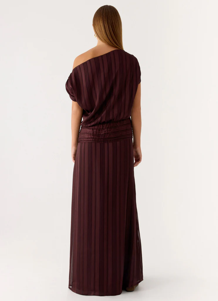 Rexi Vestito Maxi Una Spalla - Luce Melanzana