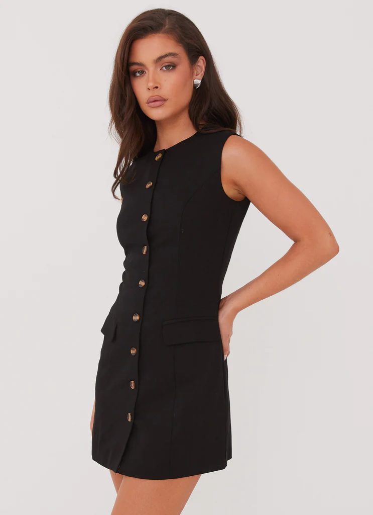 Vestito Mini in Lino Castello Fiore - Nero