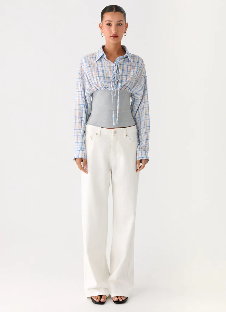 Camicia con Fondo Elastico Accelerate - Check Blu