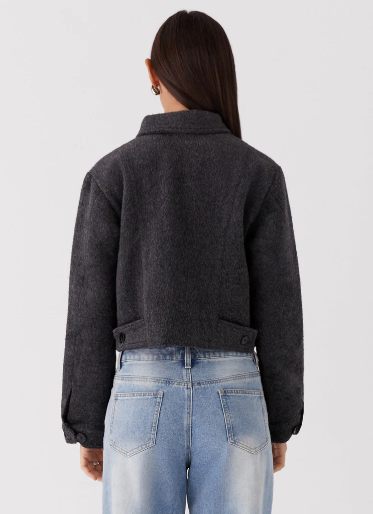 Giacca a zip in lana Lexi Jayde - Grigio scuro