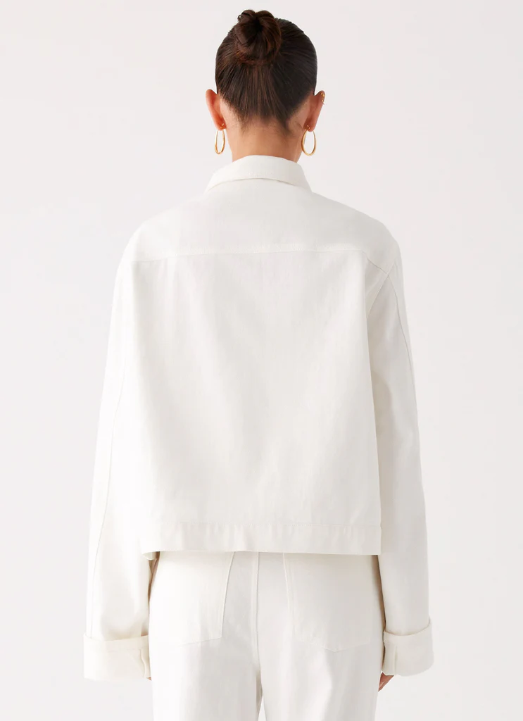 Giubbotto in Denim Oversized Back Again - Bianco