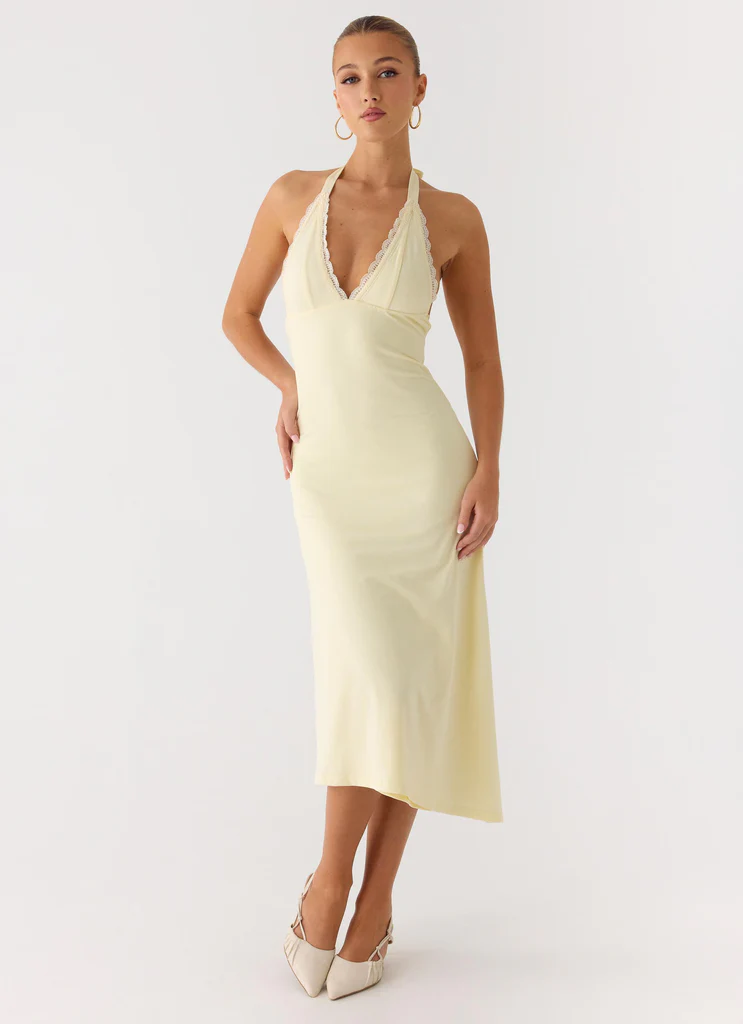 Abito Midi con Spalline Illumina - Giallo Burro