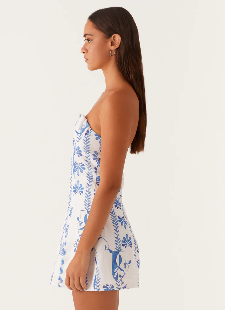 Tayla Mini Vestito in Lino - Wave Floreale