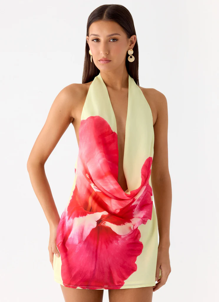 Vestito Mini Cowl Varindra - Fiori Gialli