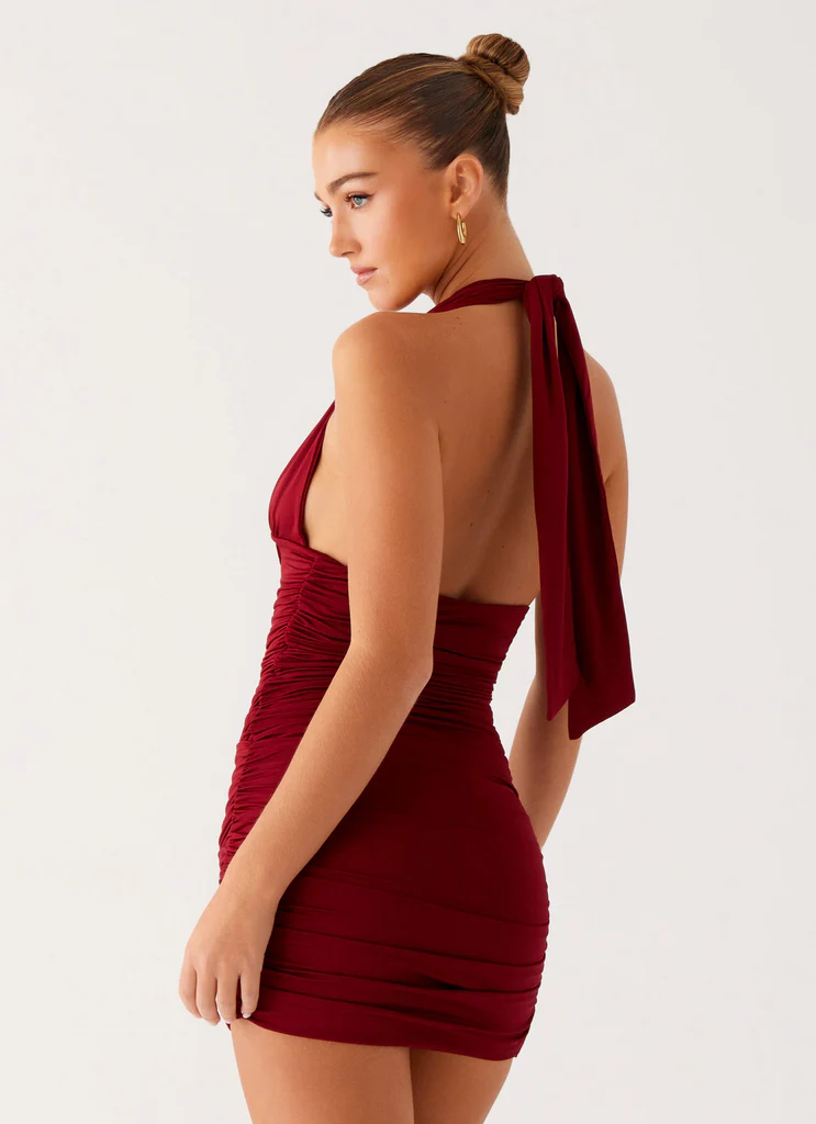 Abelia Halter Mini Dress - Marrone