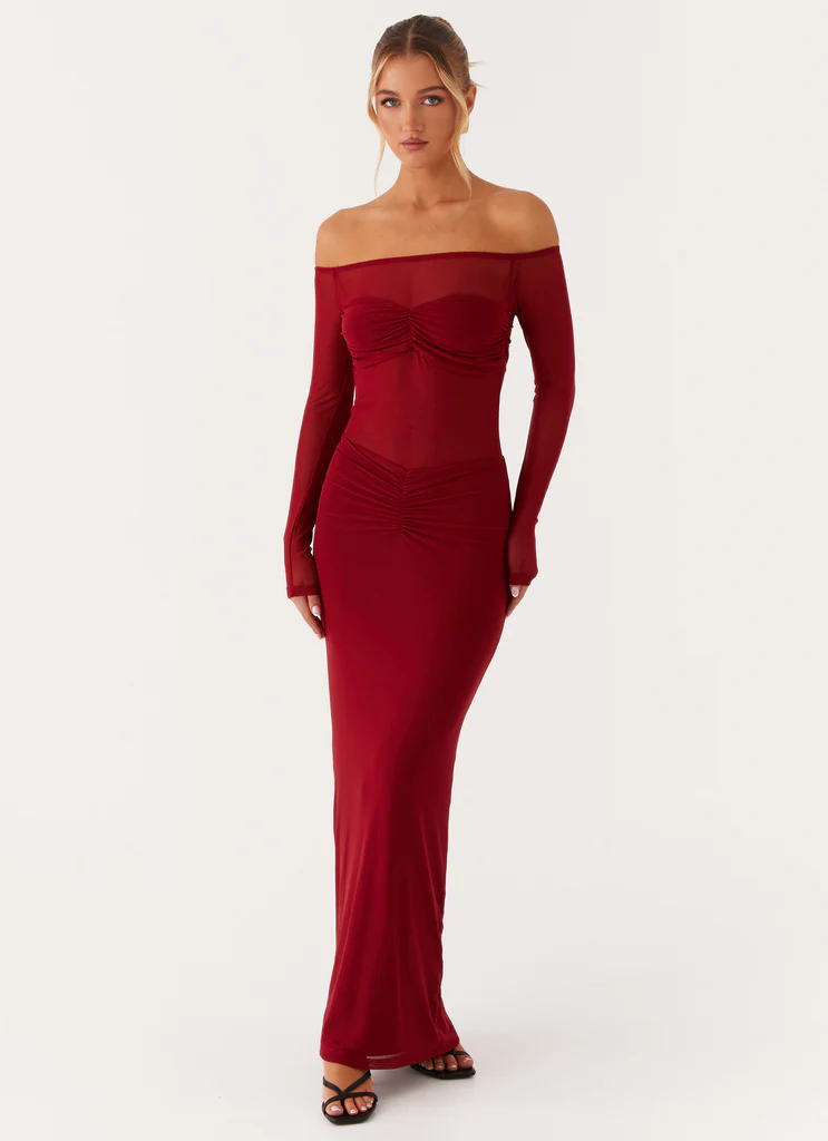 Divine Beauty Mesh Maxi Dress - Marrone