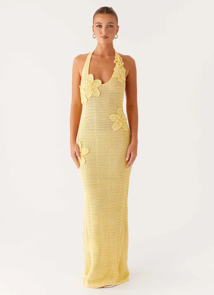 Novalee Flower Crochet Maxi Dress - Giallo