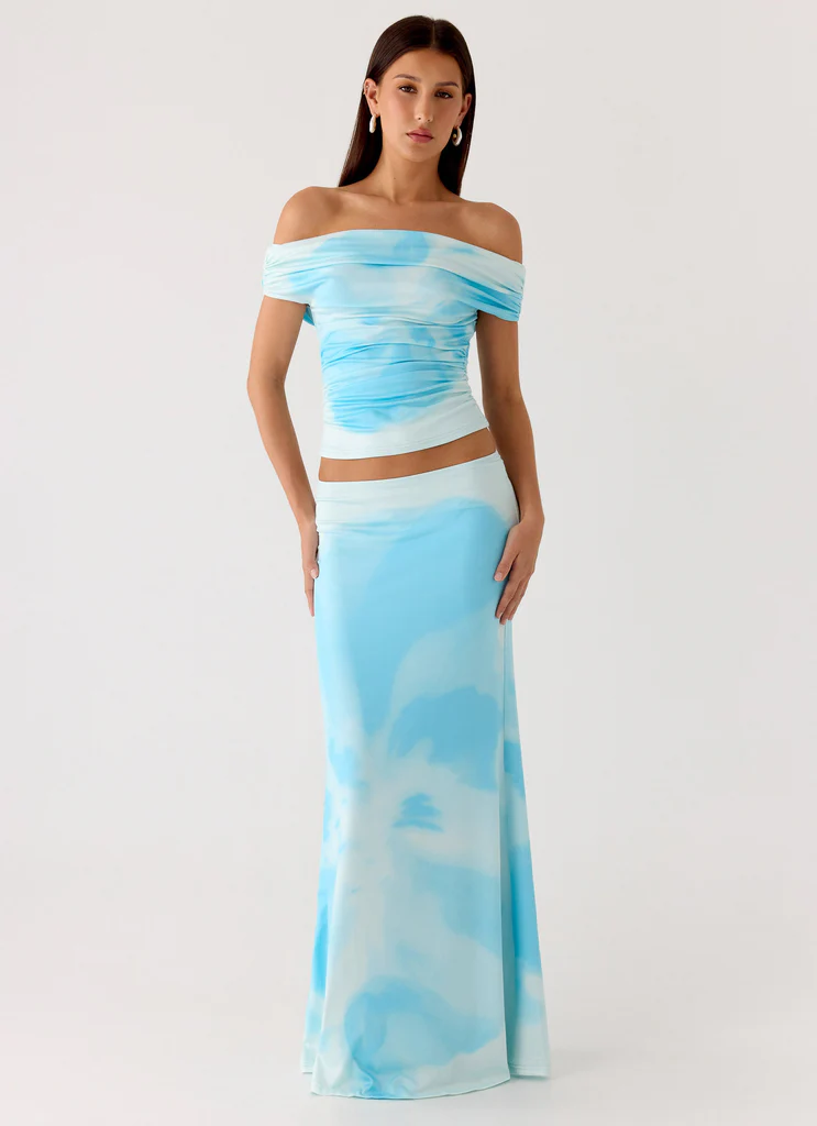 Top Moka a Spalla Scollegata - Blu Fiorito