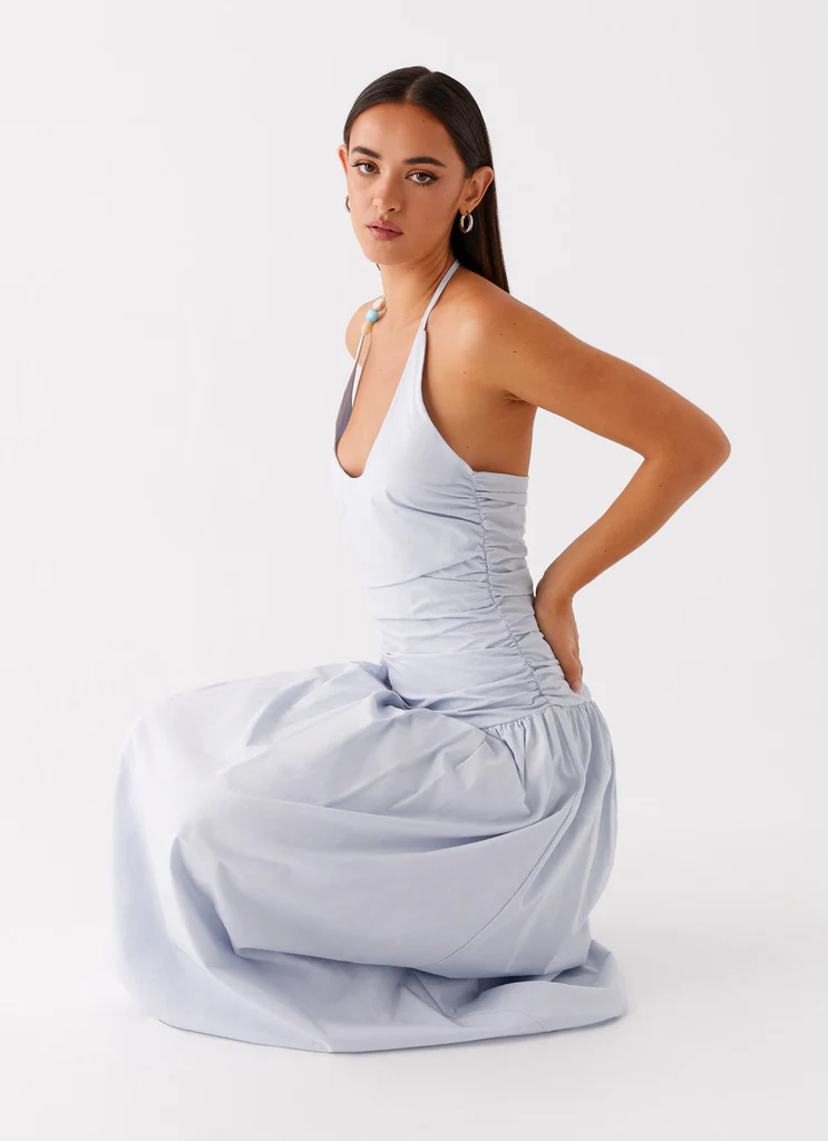 Abito Maxi a Spalline Cristina - Blu Fiordaliso