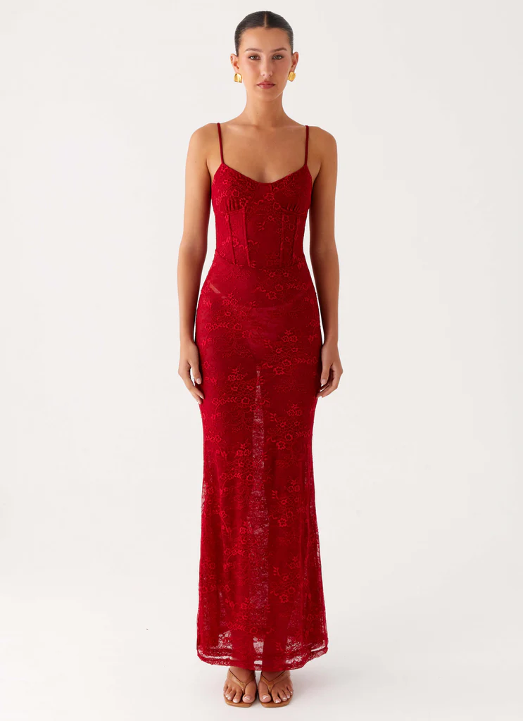 Abito Maxi Corset Rosa - Rosso