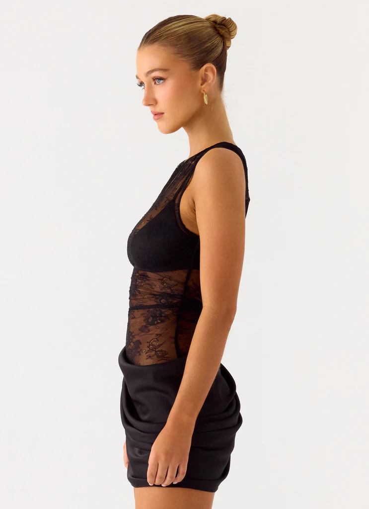 Abito Mini in Pizzo Harlem - Nero