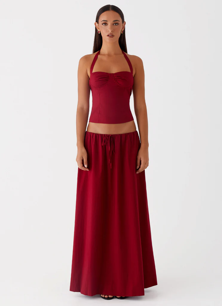 Top a bustier con cinturino Chery - Rosso ciliegia